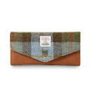 Women's Harris Tweed Long Clasp Purse Chesnut Blue Gaelsong