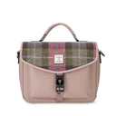 Harris Tweed & Leather Small Computer Bag Pink Green Gaelsong