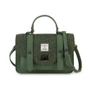 Genuine Leather & Harris Tweed Medium Satchel Dark Green Gaelsong