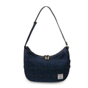 Genuine Leather Harris Tweed Handbag Navy Front View Gaelsong