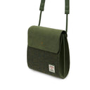 Harris Tweed & Genuine Leather Medium Satchel Dark Green Gaelsong