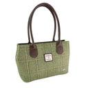 Handcrafted Harris Tweed Cassley Handbag Green Herringbone Gaelsong