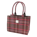 Harris Tweed Large Tote Bag in Scottish Tartan Burgundy Pink Gaelsong
