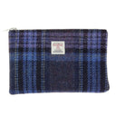 Harris Tweed Zip Pouch Bag in Tartan Blue Purple Gaelsong