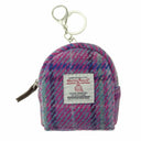 Harris Tweed Small Zip Bag in Tartan Purple Mint Gaelsong