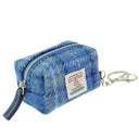 Harris Tweed Tartan Mini Zip Bag Light Blue Gaelsong