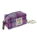 Harris Tweed Tartan Mini Zip Bag Purple Mint Gaelsong