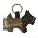 B90202 Dog Shaped Harris Tweed Keyring Blue Brown Gaelsong