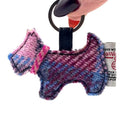 B90202 Dog Shaped Harris Tweed Keyring Pastel Pink Gaelsong