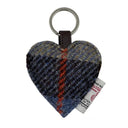 B90203 Heart Designed Harris Tweed Keyring Blue Brown Gaelsong