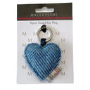 B90203 Heart Designed Harris Tweed Keyring Sky Blue Packaging Gaelsong