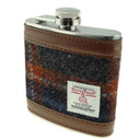 Harris Tweed Scottish Tartan Hip Flask Grey Rust Gaelsong