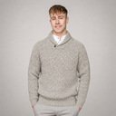 Men's Buttoned Shawl Neck Aran Fisherman Sweater