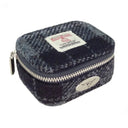 Harris Tweed Square Zip Purse in Tartan Grey Black Gaelsong