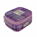 Harris Tweed Square Zip Purse in Tartan Purple Mint Gaelsong