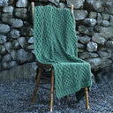 D50659 Green Plaited Merino Wool Irish Blanket Lifestyle Gaelsong