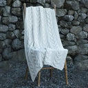 D50672 White Color Cable Knit Irish Blanket Lifestyle Gaelsong