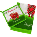 D50690 Highland Cow Cotton Tea Towel Set of 1 Towel and Pot Holder Gaelsong
