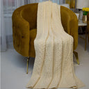 D50709 Achill Fisherman Diamond Knit Aran Throw in Natural White Color Gaelsong
