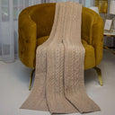 D50709 Achill Fisherman Diamond Knit Aran Throw in Parsnip Color Gaelsong