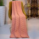 Irish Fisherman Wool Basket Stitch Throw Peach Orange color Lifestyle Gaelsong