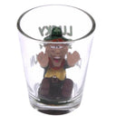 Irish Shot Glass with Funny Leprechaun Figurine Lower Gaelsong