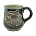 D63084 BlackEmbossed Stoneware Highland Cow Mug Gaelsong