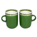 Cable Knit Ceramic Coffee Mugs Dark Green Gaeslong