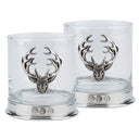 D68645 Hancrafted Scotland Stag Pewter Whisky Glass Set of 2 Gaelsong