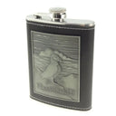 D68651 Steel Whisky Flask with Scottish Design Puffin Gaelsong