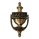 D91225 Antique Brass Irish Failte Door Knocker with Shamrock Design Gaelsong