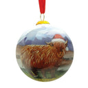 Hand Painted Glass Scotland Themed Bauble Highland Cow Gaelsong