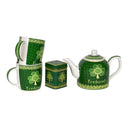 Shamrock Spiral Irish Tea Collection 2 Mugs and Tea and Teapot Gaelsong