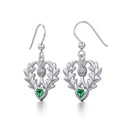 J13796 Thistle Drop Earrings with Heart Gemstone Green Color Gaelsong