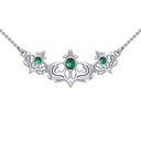 WJ24365S Shimmering Sterling Silver Scottish Thistle Necklace Emerald Gaelsong