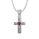 Miracle Celtic Cross Pendant with Heart Gem Red Gaelsong