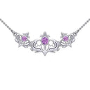 WJ24365S Shimmering Sterling Silver Scottish Thistle Necklace Amethyst Gaelsong