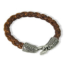 J50004 Handcrafted Celtic Braided Leather Bracelet Brown Gaelsong