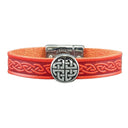 J52182 Eternal Knot Leather Magnetic Cuff in Red Gaelsong