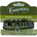 Handmade Connemara & Leather Bracelet with Celtic Charms Claddach Gaelsong