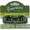 Handmade Connemara & Leather Bracelet with Celtic Charms Cross Charm Gaelsong