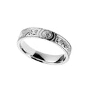 J71022 NARROW WHITE 10K Gold Celtic Warrior Shield Wedding Ring Gaelsong