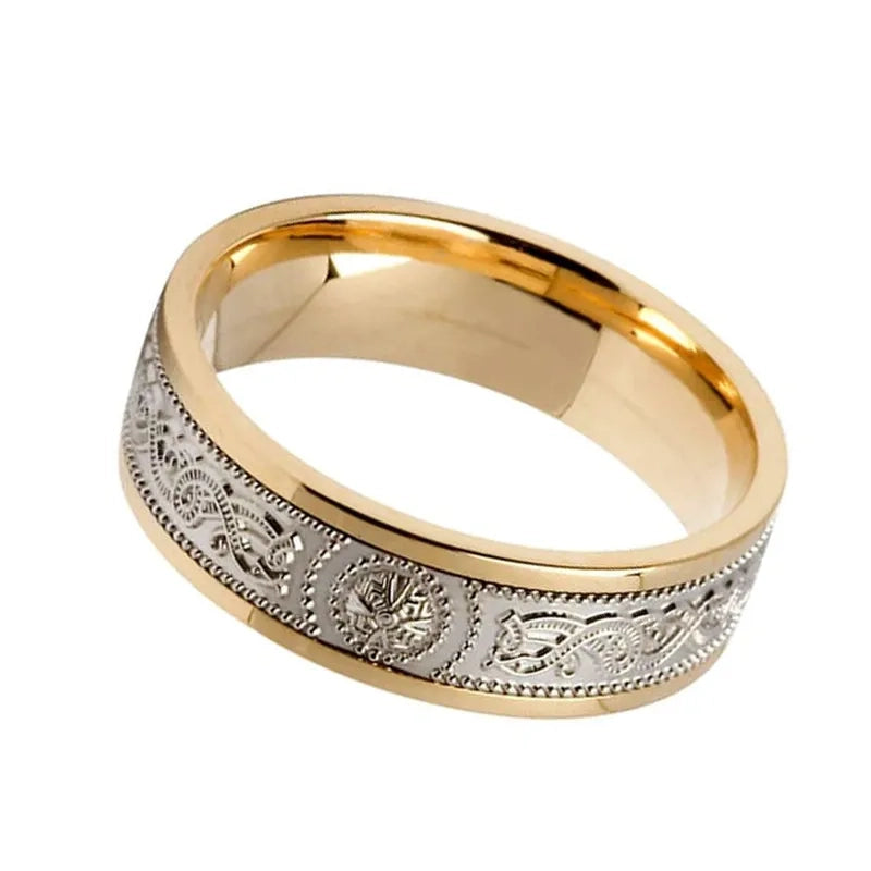指輪・リング togo old button ring no.2 Two Tone 10K Gold Celtic Warrior Wedding Ring | Gaelsong – GaelSong