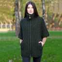 A10014 Aran Funnel Neck Poncho Jacket Green Gaelsong

