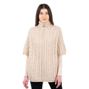 A10014 Aran Funnel Neck Poncho Jacket Natural Gaelsong
