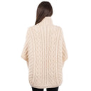 A10014 Aran Funnel Neck Poncho Jacket Natural Back View Gaelsong
