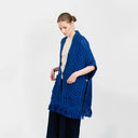A10034 Fringed Pocket Shawl Blue Gaelsong
