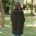 A10034 Fringed Pocket Shawl Charcoal Back View Gaelsong
