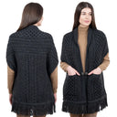 A10034 Fringed Pocket Shawl Charcoal Gaelsong
