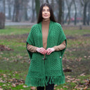 A10034 Fringed Pocket Shawl Green Gaelsong
